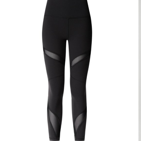 💜SOLD💜LULULEMON Black Mesh Full Length Tights 4 - Picture 1 of 8